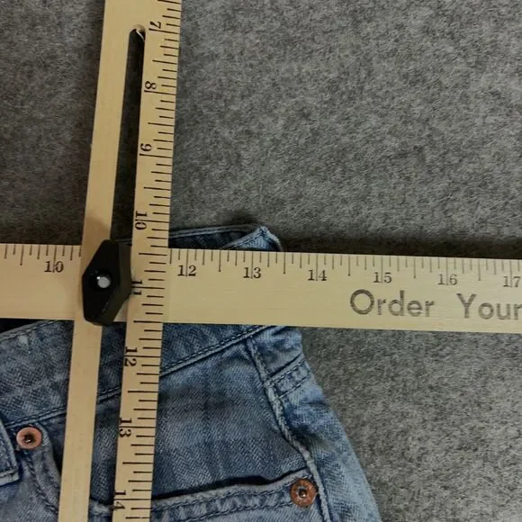 American Eagle Women Shorts 6 Jean Blue Denim Light Mom High Rise Plaid Casual - Picture 2 of 8